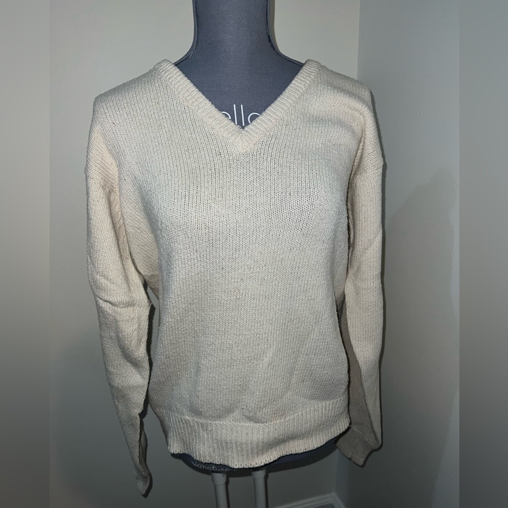 Cream V-Neck Sweater